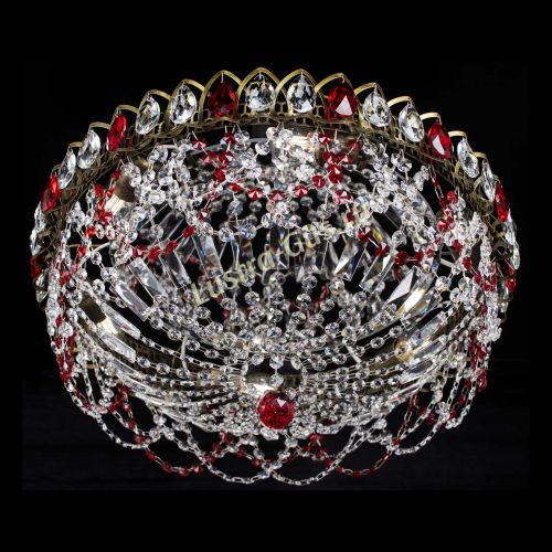 Люстра Хрустальный Каскад Ажур под бронзу Красная в Подольске Гусь Хрустальный