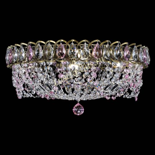 Люстра Хрустальный Каскад Ажур под бронзу Розовая в Подольске Гусь Хрустальный