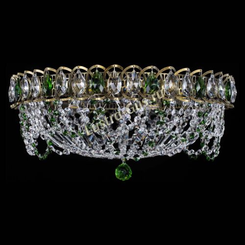 Люстра Хрустальный Каскад Ажур под бронзу Зеленая в Подольске Гусь Хрустальный