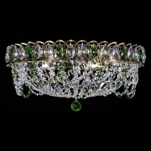 Люстра Хрустальный Каскад Ажур под бронзу Зеленая в Подольске Гусь Хрустальный