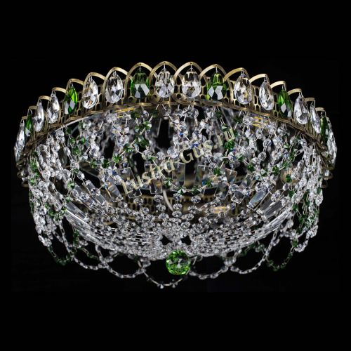 Люстра Хрустальный Каскад Ажур под бронзу Зеленая в Подольске Гусь Хрустальный