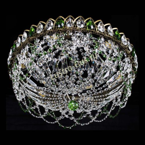 Люстра Хрустальный Каскад Ажур под бронзу Зеленая в Подольске Гусь Хрустальный