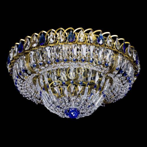 Люстра Кольцо Классика Пластинка синяя под бронзу в Подольске Гусь Хрустальный