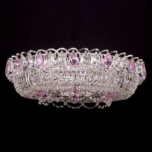 Люстра Кольцо Снежинка розовая в Подольске Гусь Хрустальный
