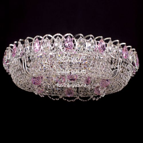 Люстра Кольцо Снежинка розовая в Подольске Гусь Хрустальный