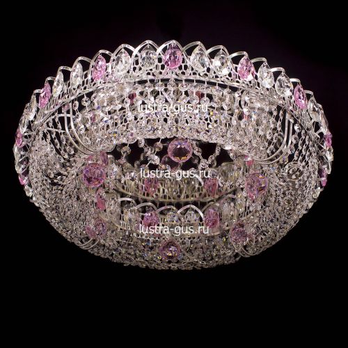 Люстра Кольцо Снежинка розовая в Подольске Гусь Хрустальный