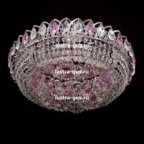 Люстра Кольцо Снежинка розовая в Подольске Гусь Хрустальный
