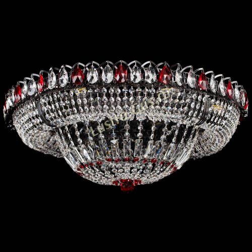 Люстра Кольцо Классика №8 Черная с красными подвесками в Подольске Гусь Хрустальный