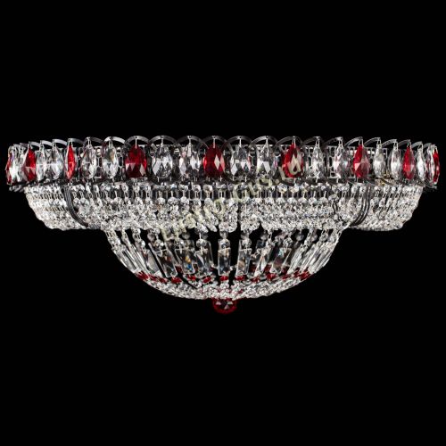 Люстра Кольцо Классика №8 Черная с красными подвесками в Подольске Гусь Хрустальный