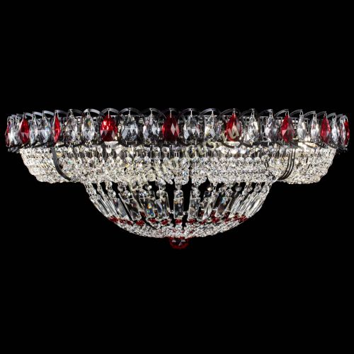 Люстра Кольцо Классика №8 Черная с красными подвесками в Подольске Гусь Хрустальный