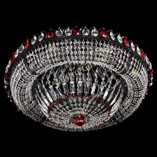 Люстра Кольцо Классика №8 Черная с красными подвесками в Подольске Гусь Хрустальный
