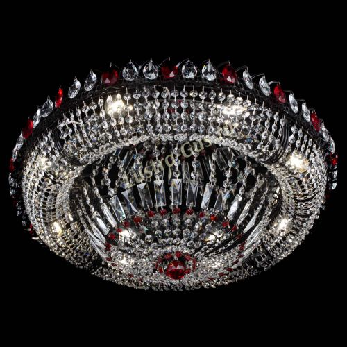 Люстра Кольцо Классика №8 Черная с красными подвесками в Подольске Гусь Хрустальный