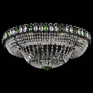 Люстра потолочная Кольцо Классика №8 Черная с зелеными подвесками