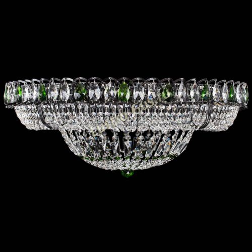 Люстра Кольцо Классика №8 Черная с зелеными подвесками в Подольске Гусь Хрустальный