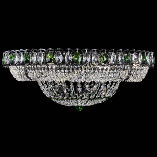 Люстра Кольцо Классика №8 Черная с зелеными подвесками в Подольске Гусь Хрустальный