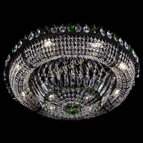 Люстра Кольцо Классика №8 Черная с зелеными подвесками в Подольске Гусь Хрустальный