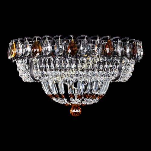 Люстра Кольцо Классика Черная с чайными подвесками в Подольске Гусь Хрустальный