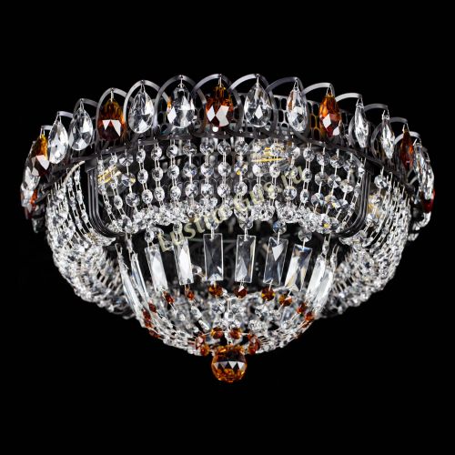 Люстра Кольцо Классика Черная с чайными подвесками в Подольске Гусь Хрустальный