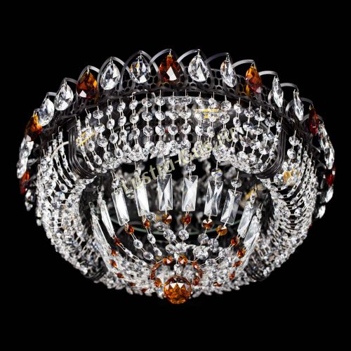 Люстра Кольцо Классика Черная с чайными подвесками в Подольске Гусь Хрустальный