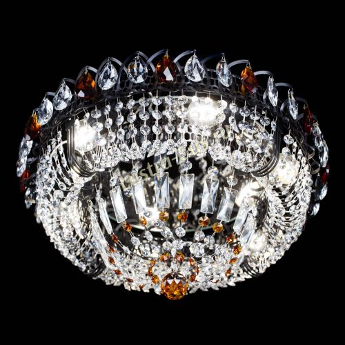 Люстра Кольцо Классика Черная с чайными подвесками в Подольске Гусь Хрустальный