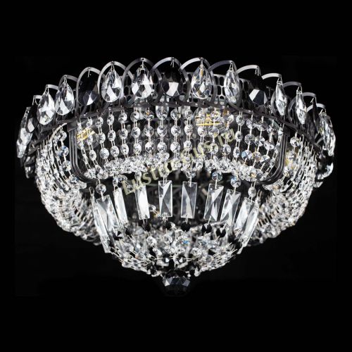 Люстра Кольцо Классика Черная с черными подвесками в Подольске Гусь Хрустальный