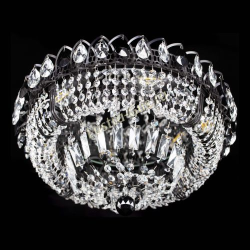 Люстра Кольцо Классика Черная с черными подвесками в Подольске Гусь Хрустальный