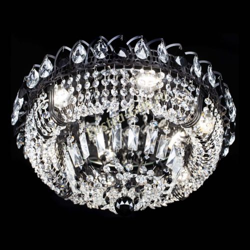 Люстра Кольцо Классика Черная с черными подвесками в Подольске Гусь Хрустальный