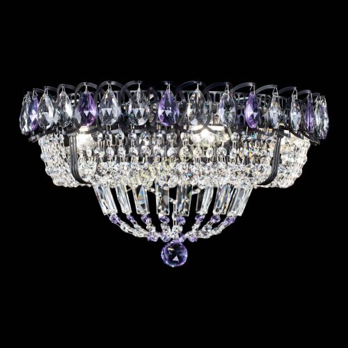 Люстра Кольцо Классика Черная с фиолетовыми подвесками в Подольске Гусь Хрустальный