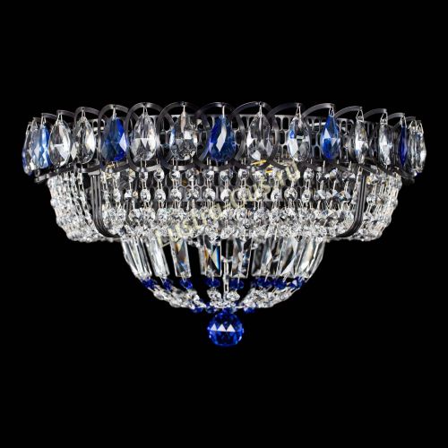 Люстра Кольцо Классика Черная с синими подвесками в Подольске Люстра Кольцо Классика Черная с синими подвесками в Подольске