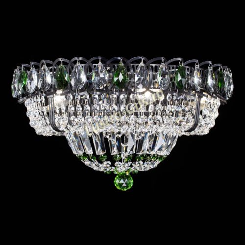 Люстра Кольцо Классика Черная с зелеными подвесками в Подольске Гусь Хрустальный