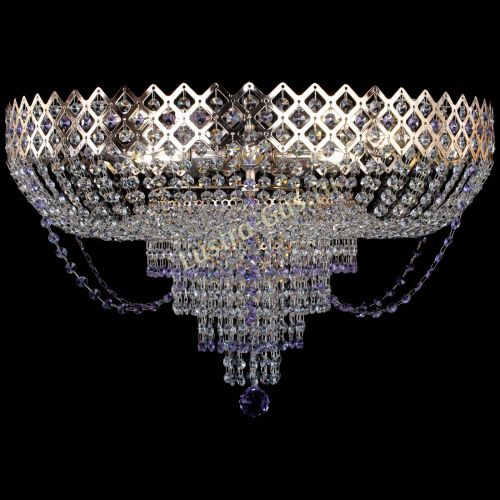 Люстра Корона №11 фиолетовая в Подольске Гусь Хрустальный