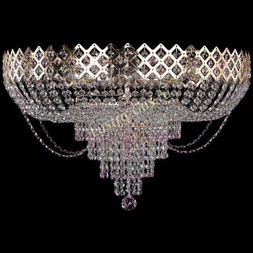 Люстра Корона №11 розовая в Подольске Гусь Хрустальный