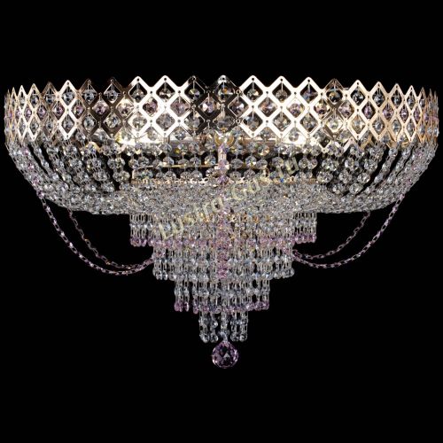 Люстра Корона №11 розовая в Подольске Гусь Хрустальный