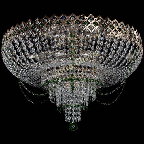 Люстра Корона №11 зеленая в Подольске Гусь Хрустальный