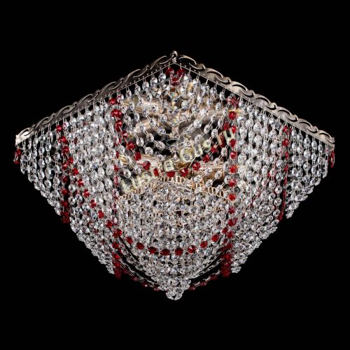 Люстра Квадрат Бриз красная в Подольске Гусь Хрустальный