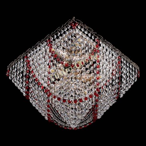 Люстра Квадрат Бриз красная в Подольске Гусь Хрустальный