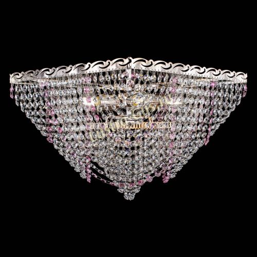 Люстра Квадрат Бриз розовая в Подольске Гусь Хрустальный