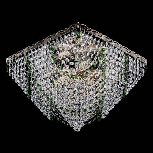 Люстра Квадрат Бриз зеленая в Подольске Гусь Хрустальный