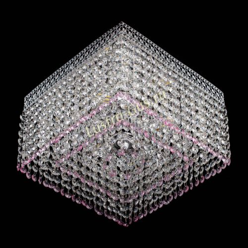 Люстра Квадрат Венеция №3 розовая в Подольске Гусь Хрустальный