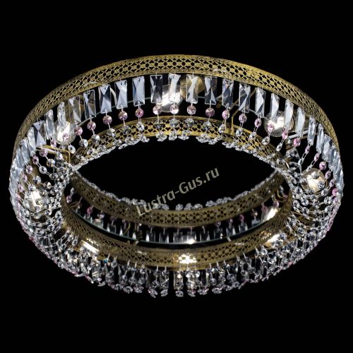 Люстра Венеция Кольцо №8 пластинка под бронзу Розовая в Подольске Гусь Хрустальный