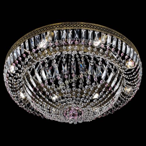 Люстра Венеция Купол пластинка под бронзу Розовая в Подольске Гусь Хрустальный