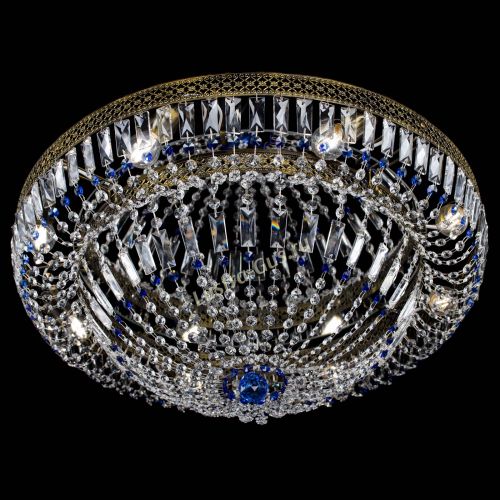 Люстра Венеция Купол пластинка под бронзу Синяя в Подольске Гусь Хрустальный