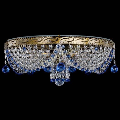 Люстра Виктория Синяя под бронзу в Подольске Гусь Хрустальный