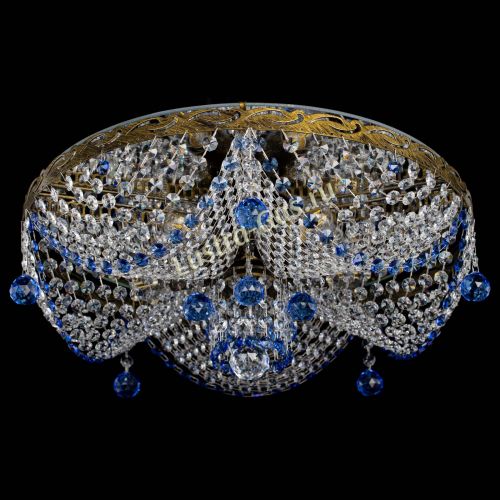 Люстра Виктория Синяя под бронзу в Подольске Гусь Хрустальный