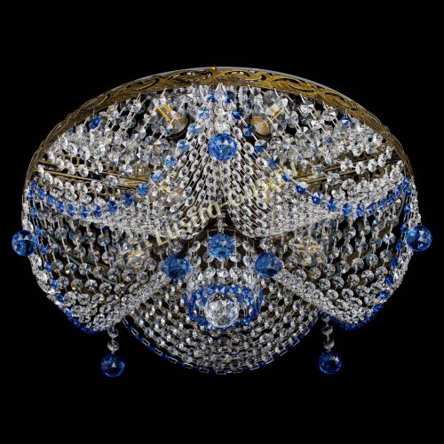 Люстра Виктория Синяя под бронзу в Подольске Гусь Хрустальный