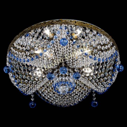 Люстра Виктория Синяя под бронзу в Подольске Гусь Хрустальный