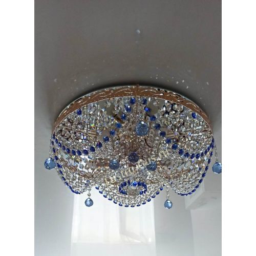 Люстра Виктория Синяя в Подольске Гусь Хрустальный