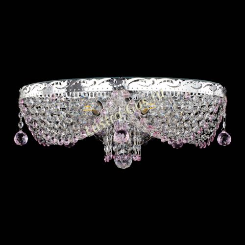 Люстра Виктория розовая в Подольске Гусь Хрустальный