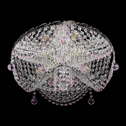 Люстра Виктория розовая в Подольске Гусь Хрустальный