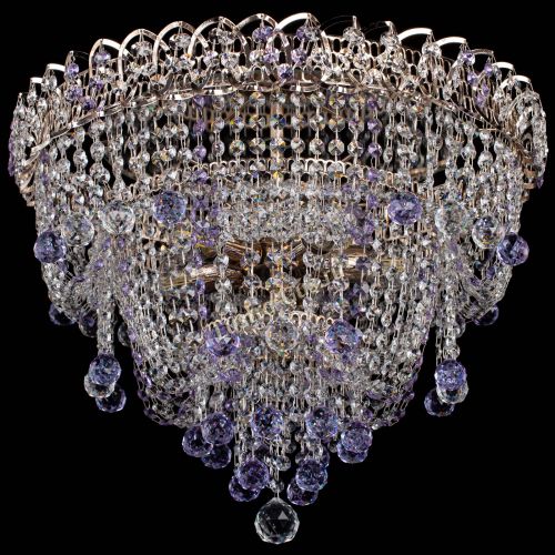 Люстра Водопад Софья фиолетовая в Подольске Гусь Хрустальный